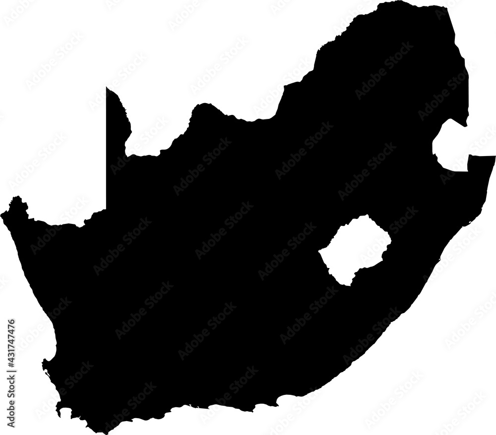 Simple black vector map of the Republic of South Africa