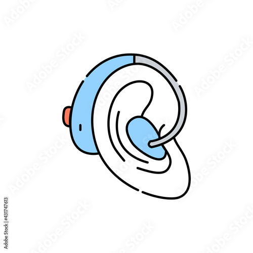Hearing aid color line icon. Disability. Isolated vector element.