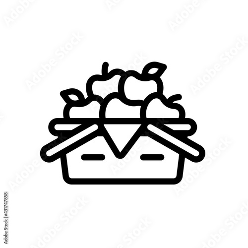 Box with fruits, simple icon. Black linear icon with editable stroke on white background