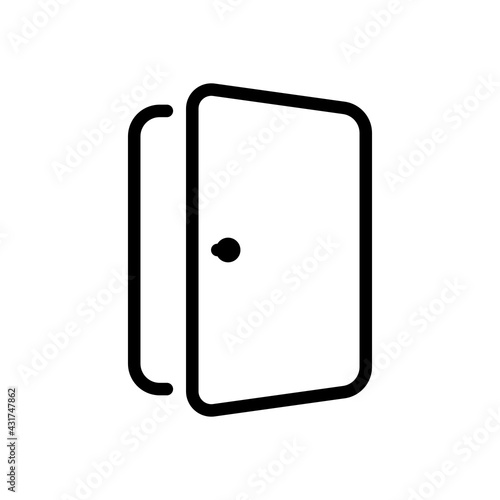 Simple door icon, entrance or exit. Black linear icon with editable stroke on white background