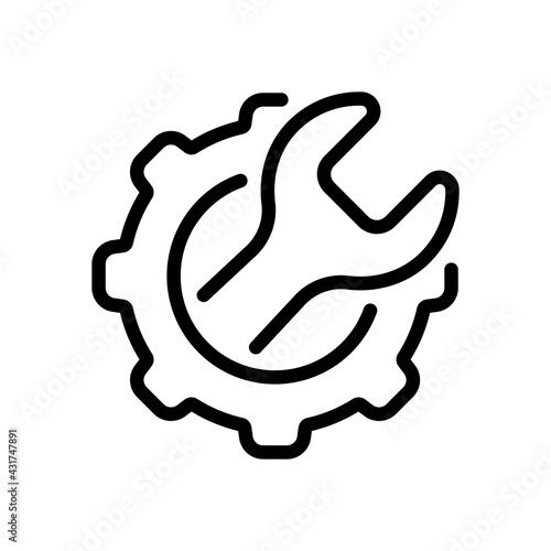 Service tools, wrench and screwdriver, repair instruments, simple icon. Black linear icon with editable stroke on white background