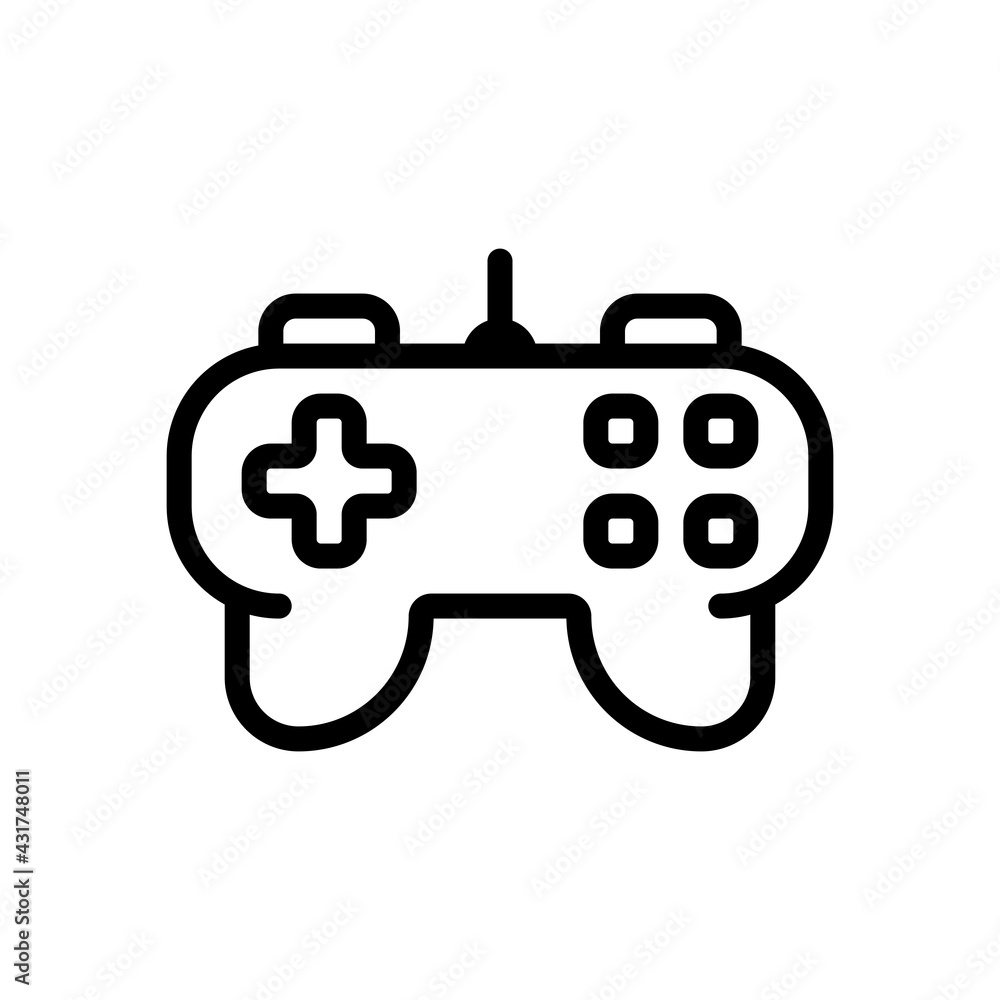 Joystick of video console, game controller, simple icon. Black linear icon with editable stroke on white background Joystick of video console, game controller, simple icon. Black linear icon with editable stroke on white background