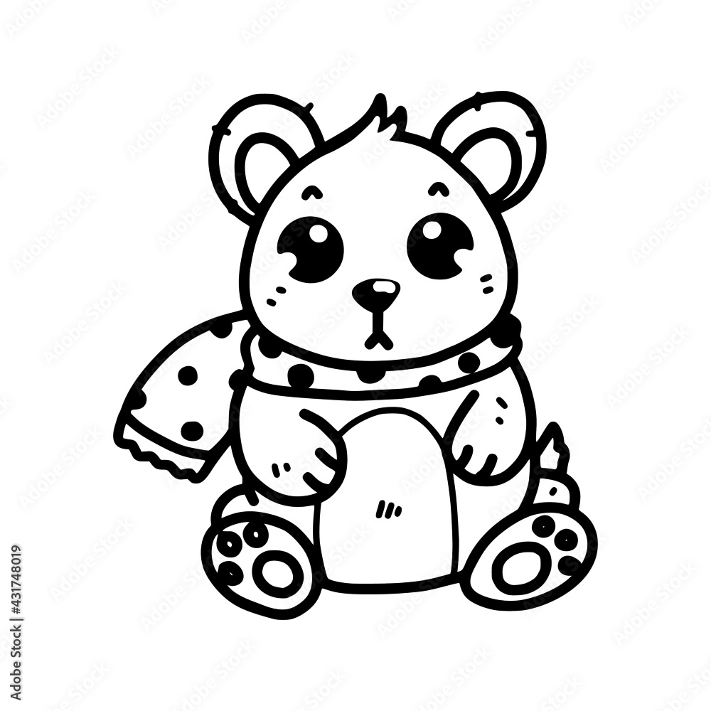 Obraz premium Doodle hand drawn cute bear for kids coloring concept