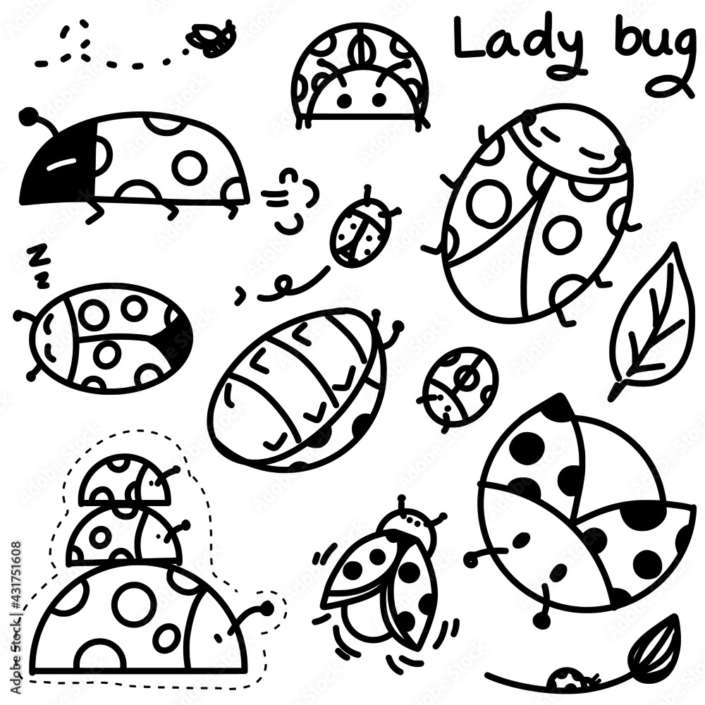 cute doodle of lady bug vector set cute doodle of lady bug vector set