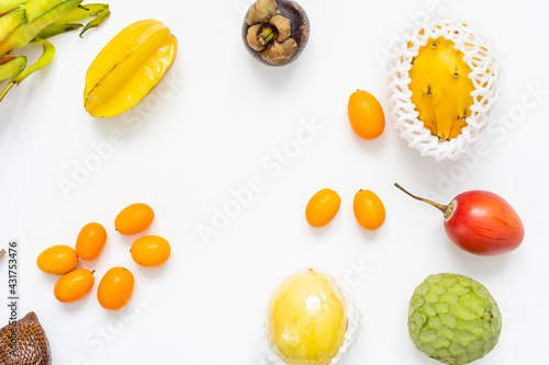 exotic fruit collection  exotic fruits on white background