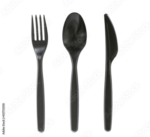 Disposable tableware isolated on white background