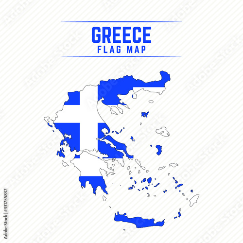 Flag Map of Greece. Greece Flag Map