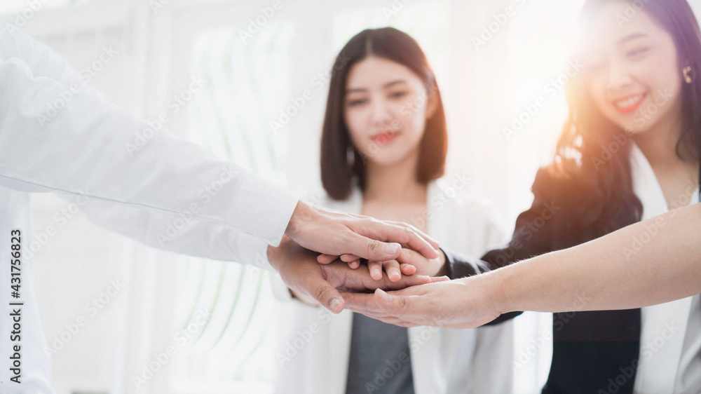 Blurly of volunteer hand stack people to show teamwork spirit togetherness, Group of people participation of charity. Blurly of volunteer hand stack people to show teamwork spirit togetherness, Group of people participation of charity.