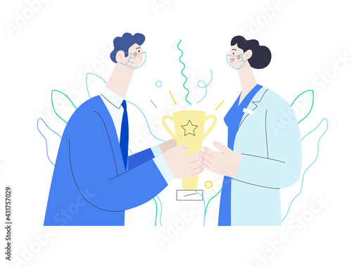 Medical awards - medical insurance illustration. Flat vector