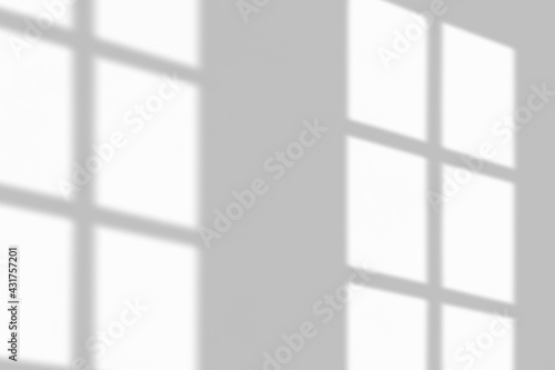 Window shadow drop on white wall background