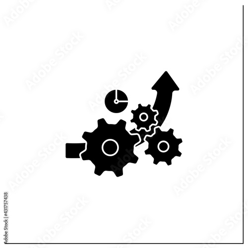 Increased efficiency glyph icon. Doing tasks successfully, without wasting time. Improve its competitiveness. Business automation concept.Filled flat sign. Isolated silhouette vector illustration