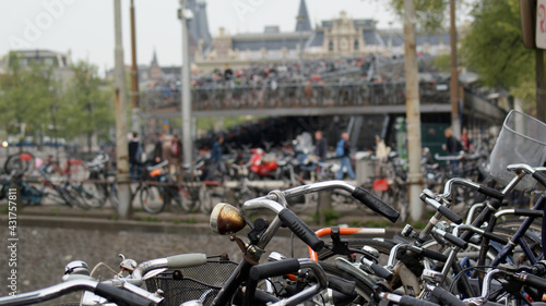 Amsterdam, Netherlands, April 2011: An amazing parking with thousands of bicycle at the Central Station.