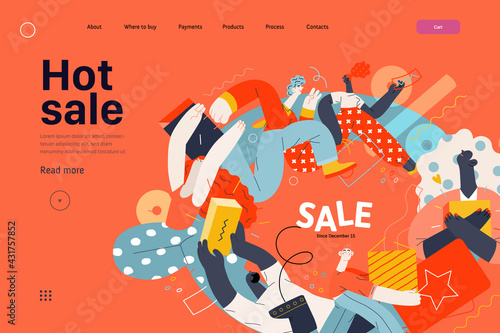 Discounts, sale, promotion, web template. Flat vector