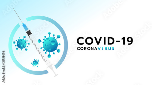 Vaccination concept Health care and protection on white background , vaccine and syringe injection, treatment to cure Covid 19 Coronavirus  , Vector illustration EPS 10