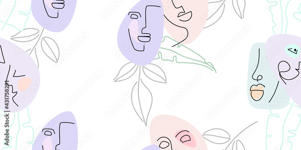 Face line pattern. Minimal art one line drawing. Face line pattern. Minimal art one line drawing.