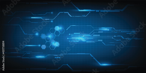 Hi tech digital architect grid line circuit dark blue technology background. Vector illustrations.