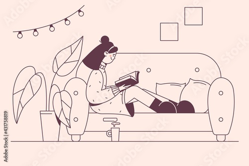 Reading, literature, favourite hobby concept