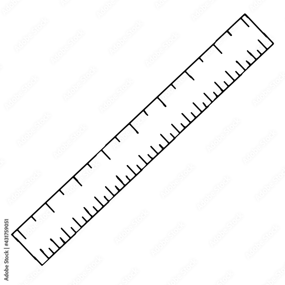 Ruller hand drawn skecth. Isolated on white background. Ruller hand drawn skecth. Isolated on white background.