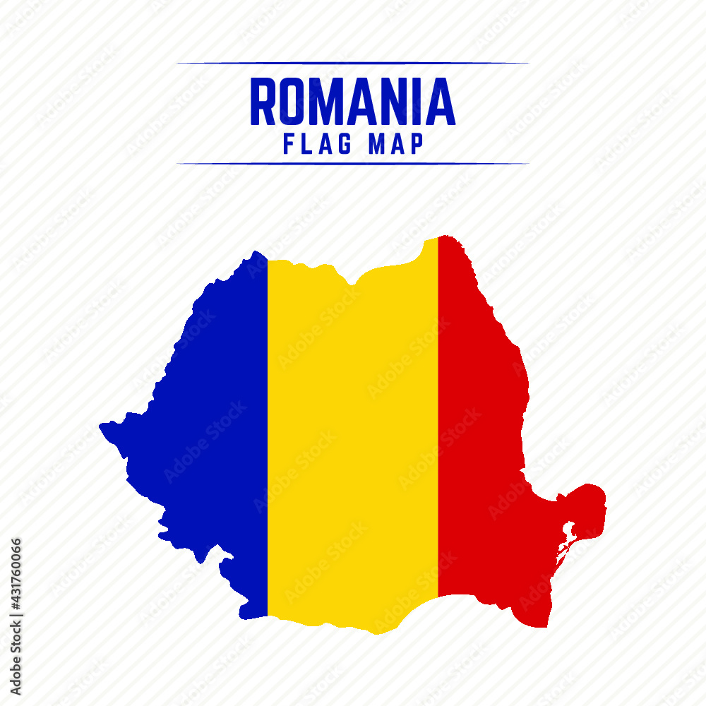 Obraz premium Flag Map of Romania. Romania Flag Map