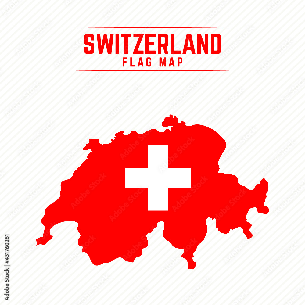 Flag Map of Switzerland. Switzerland Flag Map