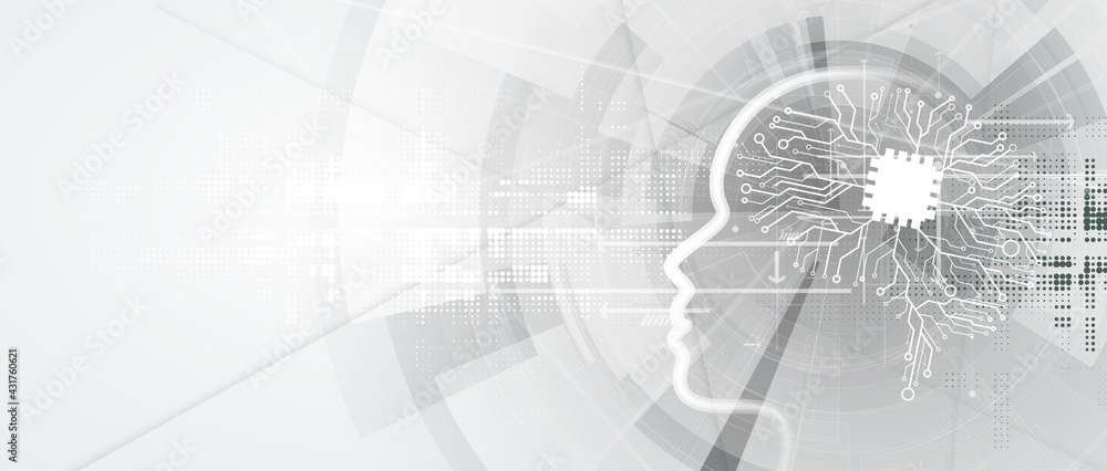 Fototapeta premium Abstract Artificial intelligence. Cloud computing. Machine learning. Technology web background. Virtual concept