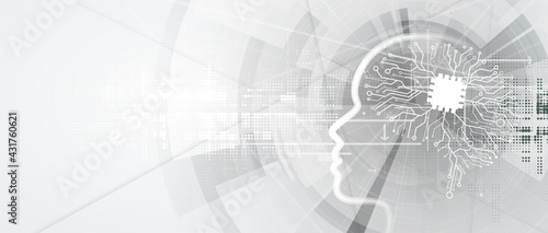 Abstract Artificial intelligence. Cloud computing. Machine learning. Technology web background. Virtual concept