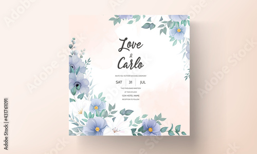 Elegant wedding invitation card with beautiful flower decorations