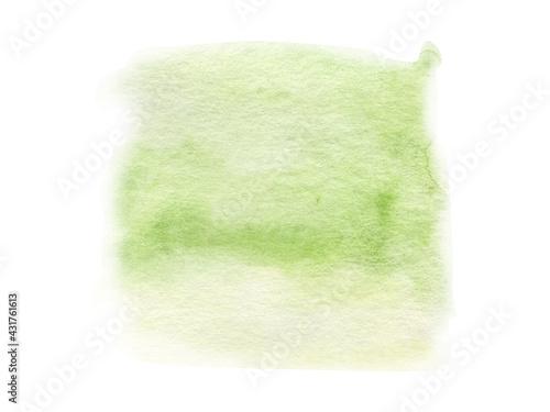 Hand drawn watercolor green and yellow spot isolated on white background. Watercolor painting texture.