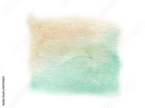 Hand drawn watercolor green and yellow spot isolated on white background. Watercolor painting texture.
