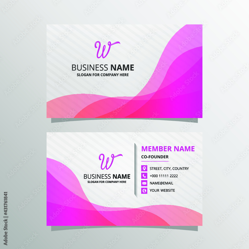 Fototapeta premium Stylish Pink Wave Business Card Template