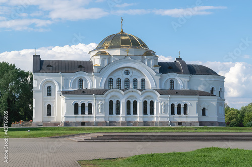 St. Nicholas Cathedral in the city of Brest, Belarus. Orthodoxy, Christianity, faith. Byzantine architecture. Brest Fortress. Horizontal photo. 