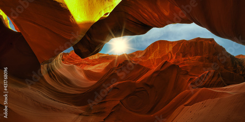 Magical Antelope Canyon Arizona USA - abstract background sandstone walls in famous Canyon Antelope near Page, Arizona. Travel concept.