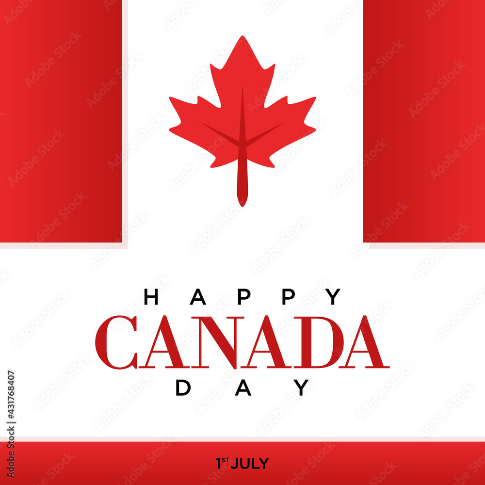 Happy Canada day letter with red maple leaf Happy Canada day letter with red maple leaf