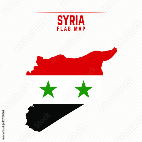 Flag Map of Syria. Syria Flag Map