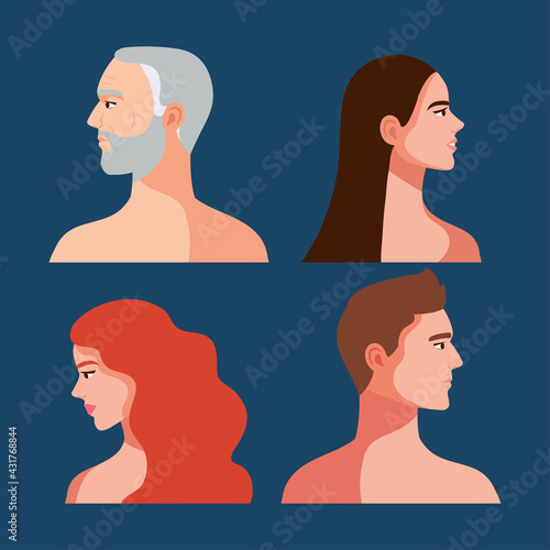 four persons shirtless