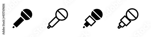 Set of microphone icons isolated on a white background. The concept of voice, karaoke, sound recording and vocals. Vector illustration