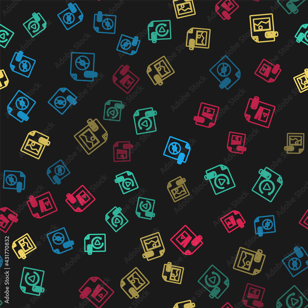 Set line WMA file document, GIF, JPG and MOV on seamless pattern. Vector Set line WMA file document, GIF, JPG and MOV on seamless pattern. Vector
