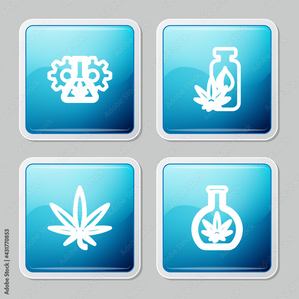 Set line Test tube with marijuana, Marijuana or cannabis leaf oil, and icon. Vector Set line Test tube with marijuana, Marijuana or cannabis leaf oil, and icon. Vector
