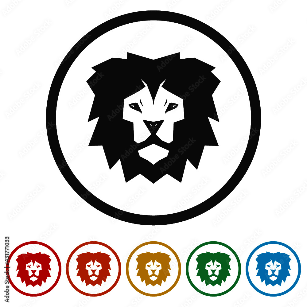 Isolated lion head as a symbol or sign color set Isolated lion head as a symbol or sign color set
