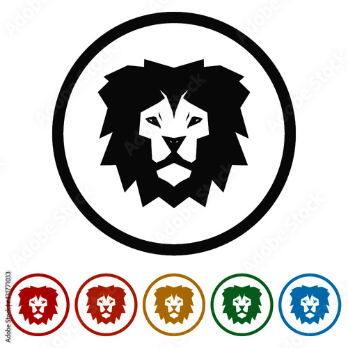 Isolated lion head as a symbol or sign color set