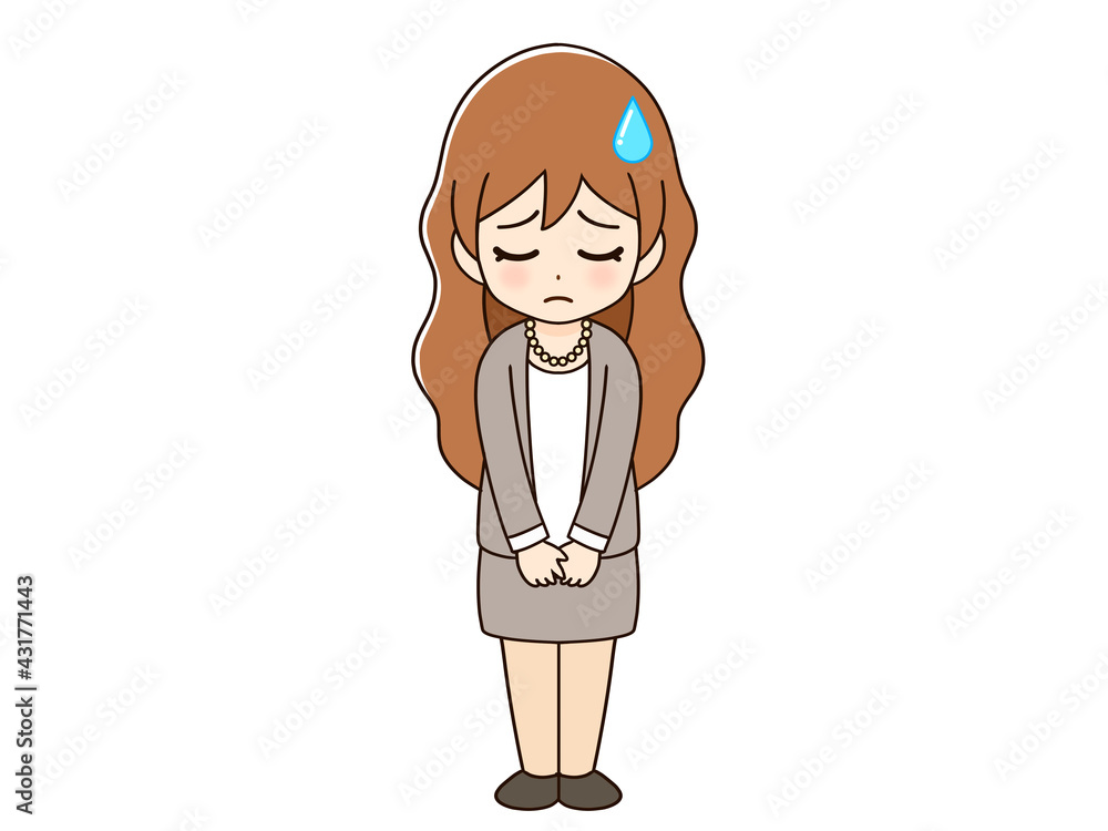 謝るスーツ姿の女性 謝るスーツ姿の女性