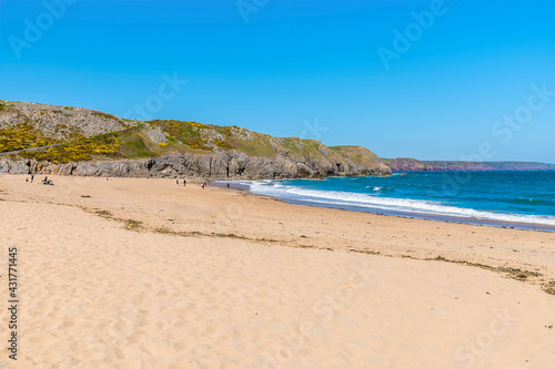 A view across Barafundle beach on the Pembrokeshire coast  South Wales in springtime