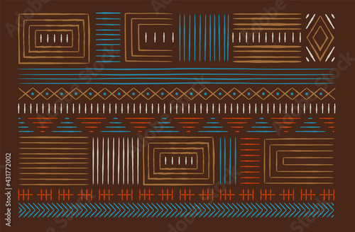 African art line hand drawn tribal decoration set