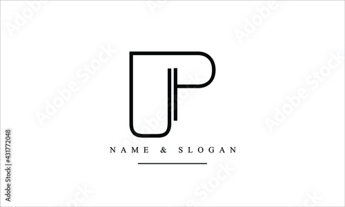 PU, UP, P, U abstract letters logo monogram