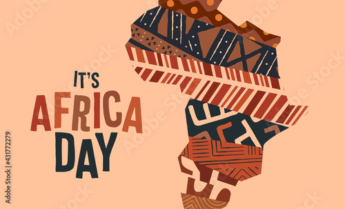 Africa Day tribal art texture continent map card