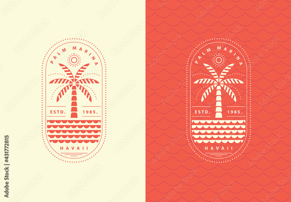 Tropical Palm Tree Retro Logo Template Stock Template | Adobe Stock