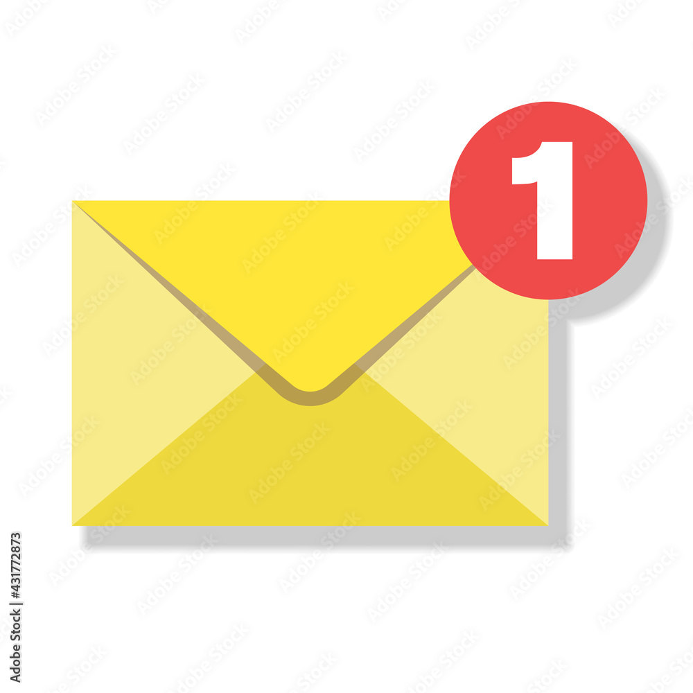 new mail or new message icon with yellow envelope vector illustration - obrazy, fototapety, plakaty 