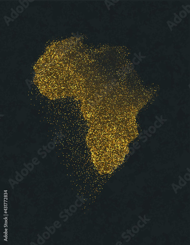 Africa continent map gold glitter luxury concept
