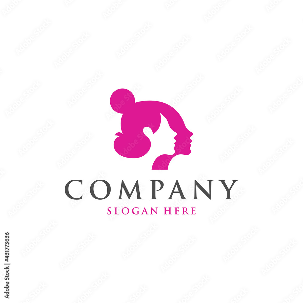 Obraz premium Beauty Face Pink Color Logo Design