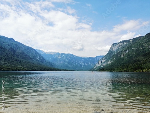 Slovenia, Lake Bohinj with Julian Alps, morning